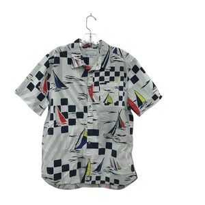 Urban Outfitters Nautical Button Up Shirt Men’s Size Large White Red Blue Boat